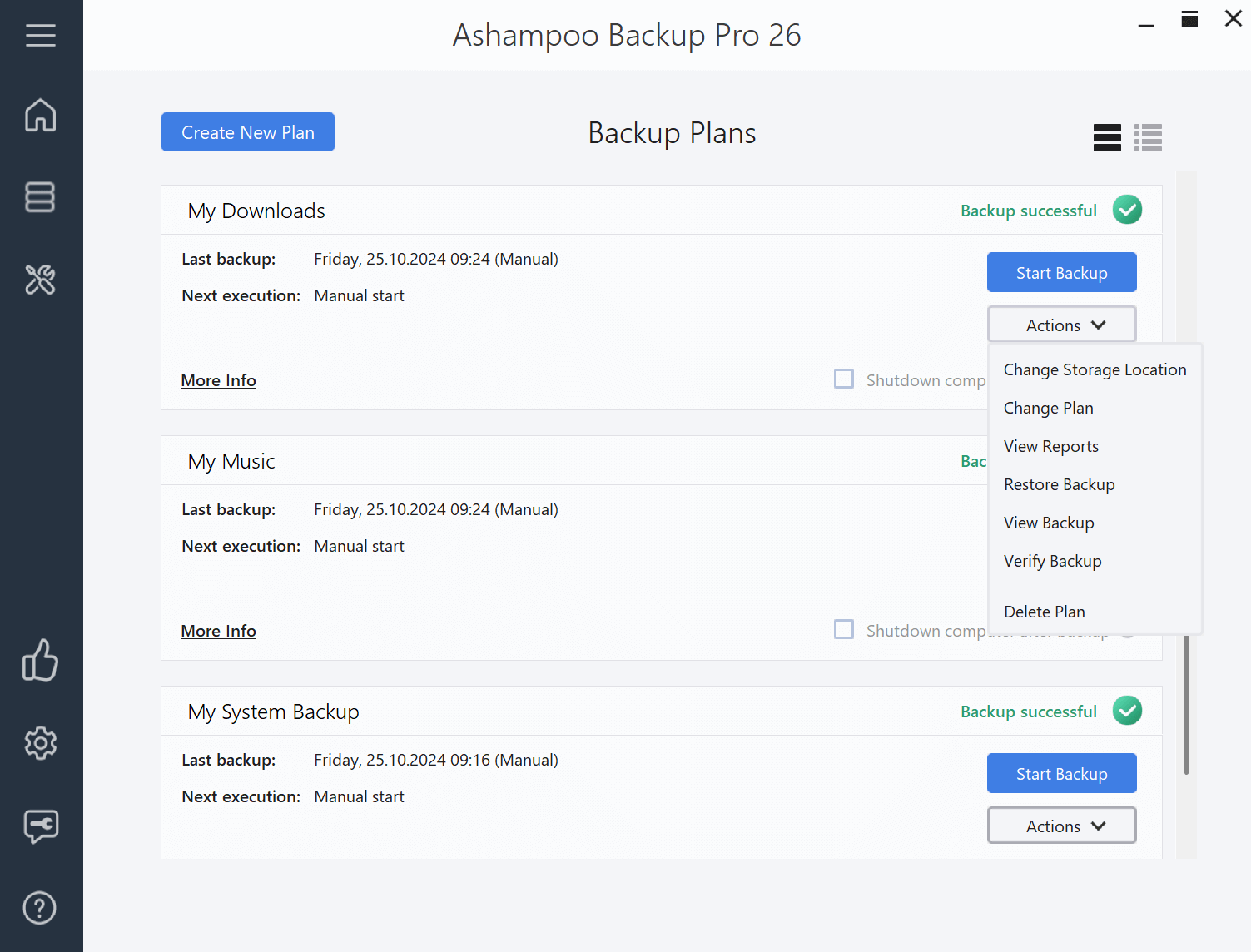 Ashampoo Backup Pro 26 - Backup Plans