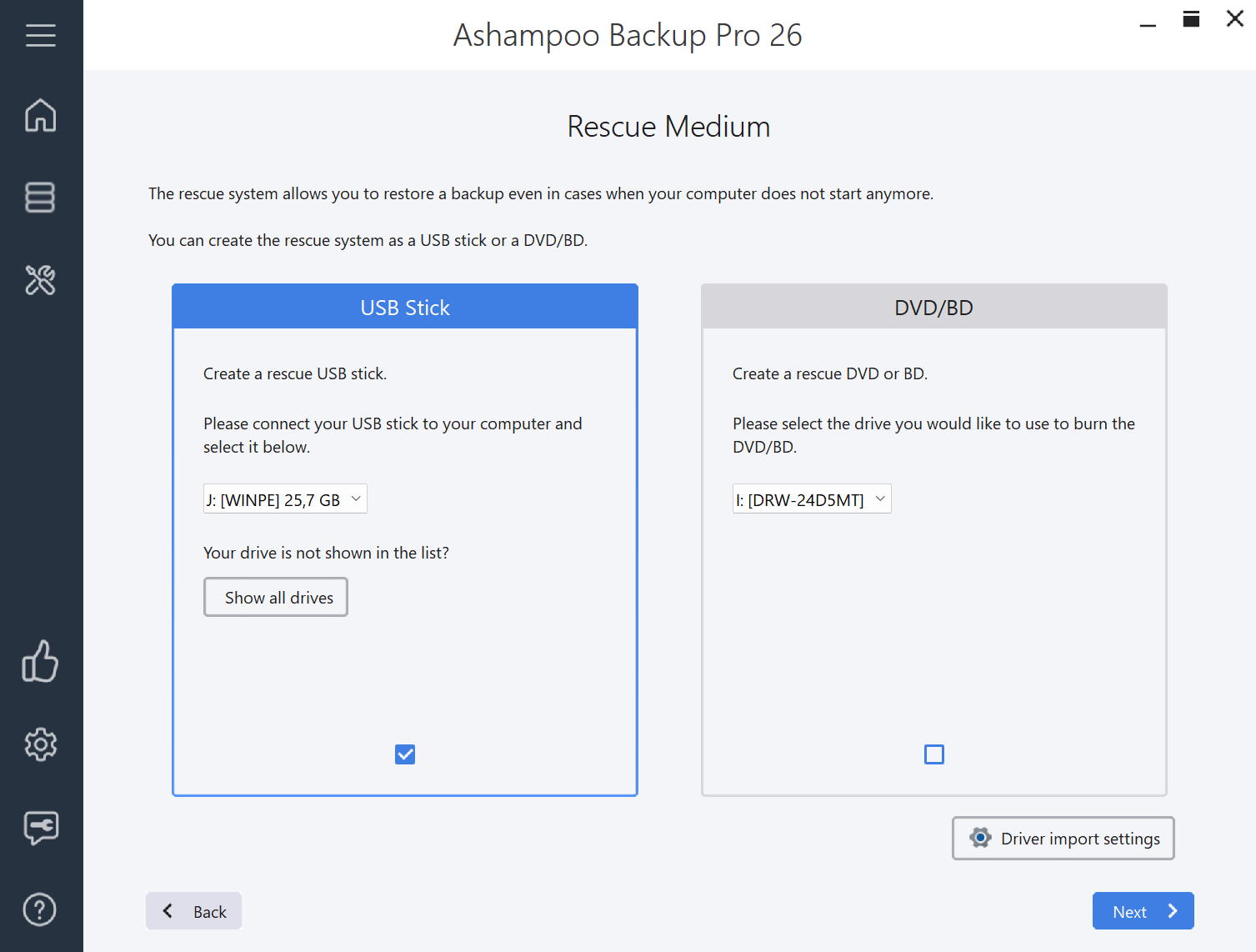 Ashampoo Backup Pro 26 - Rescue System