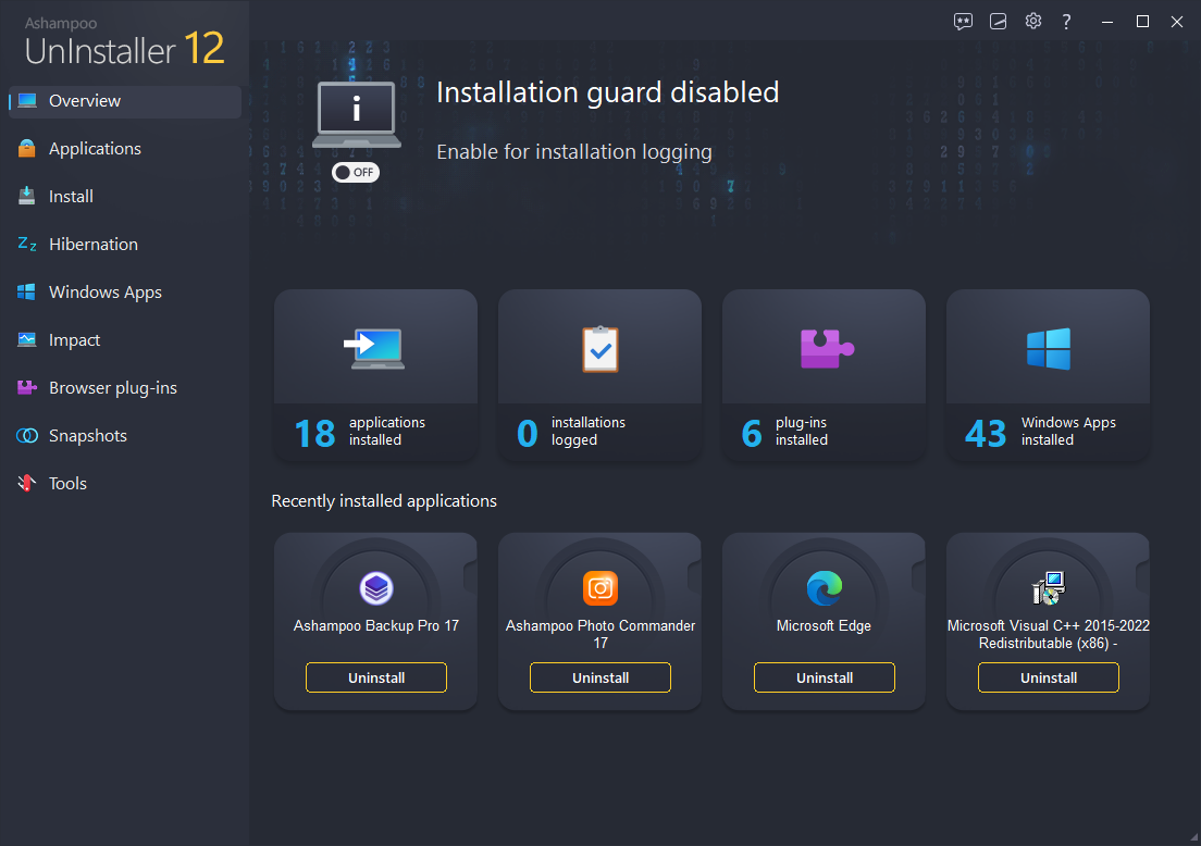 Ashampoo Uninstaller 12 - Main off
