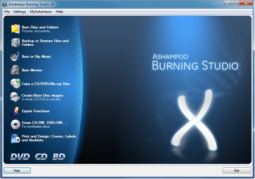 حصريا اخر اصدار من عملاق حرق الاسطوانات والمنافس الاول للنيرو Ashampoo Burning Studio 10 v10.0.10 بحجم 105 ميجا وعلى اكثر من سيرفر Scr_ashampoo_burning_studio_10_en_main