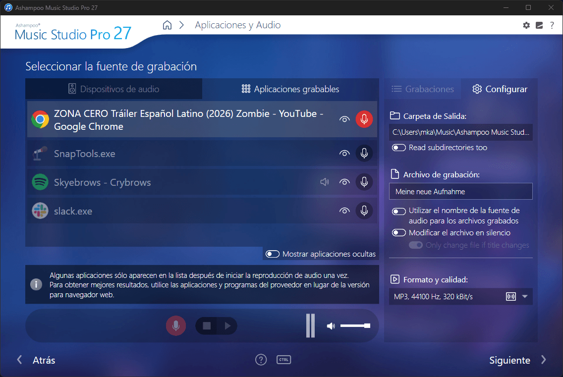Ashampoo® Music Studio Pro 27 - App Recording