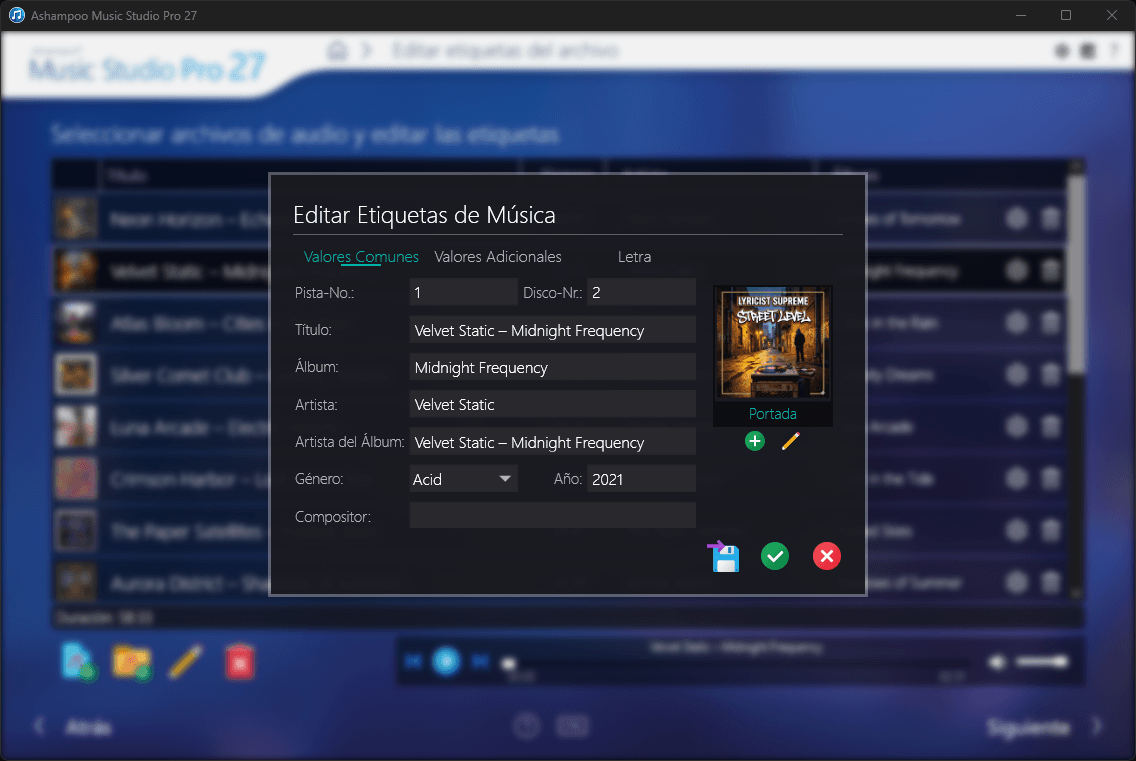 Ashampoo® Music Studio Pro 27 - Edit file tags