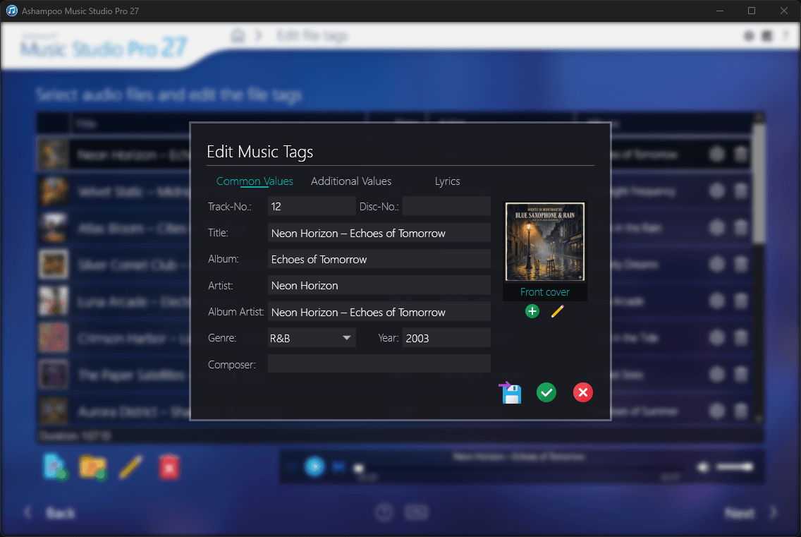 Ashampoo® Music Studio Pro 27 - Edit file tags