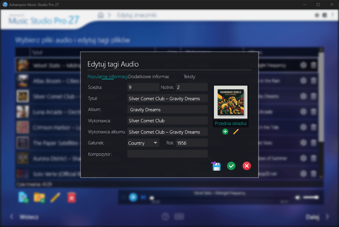 Ashampoo® Music Studio Pro 27 - Edit file tags
