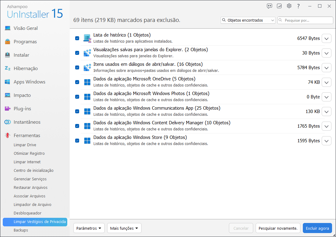 Ashampoo® UnInstaller 15 - Privacy traces