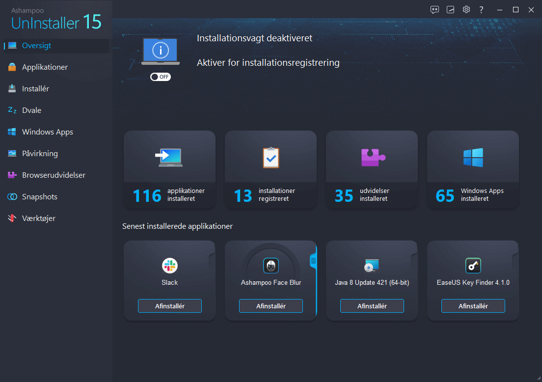 Ashampoo® UnInstaller 15 - Start Dark