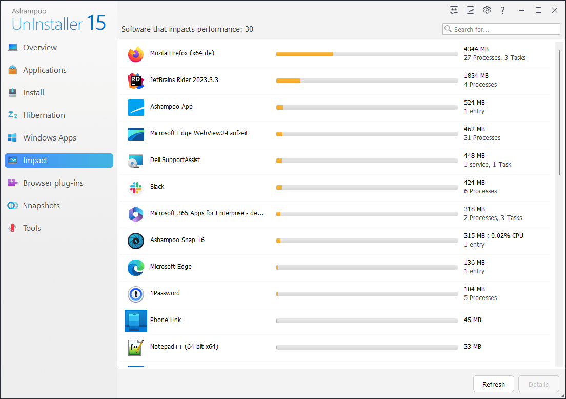 Ashampoo® UnInstaller 15 - Performance 