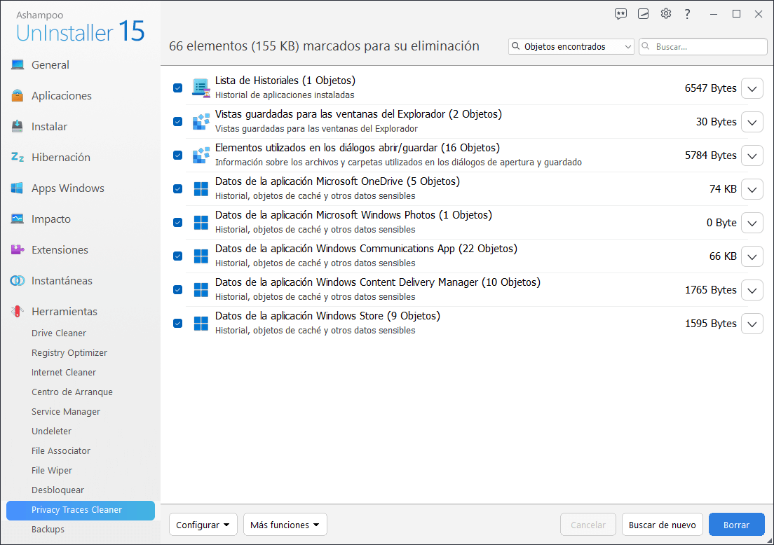 Ashampoo® UnInstaller 15 - Privacy traces