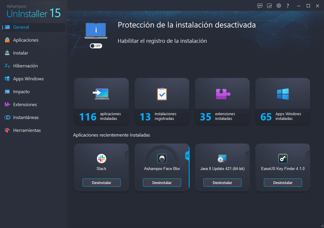 Ashampoo® UnInstaller 15 - Start Dark