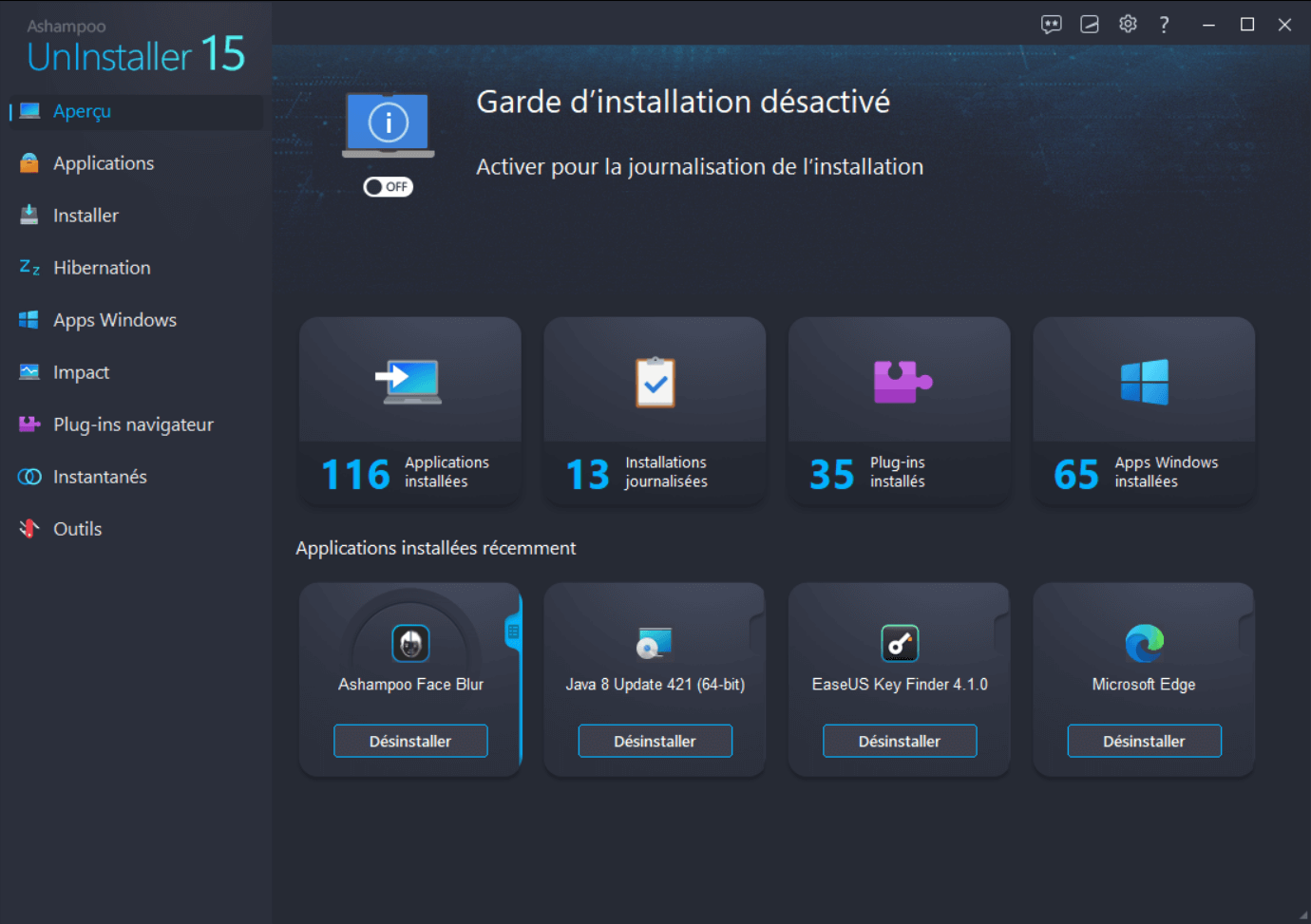 Ashampoo® UnInstaller 15 - Start Dark