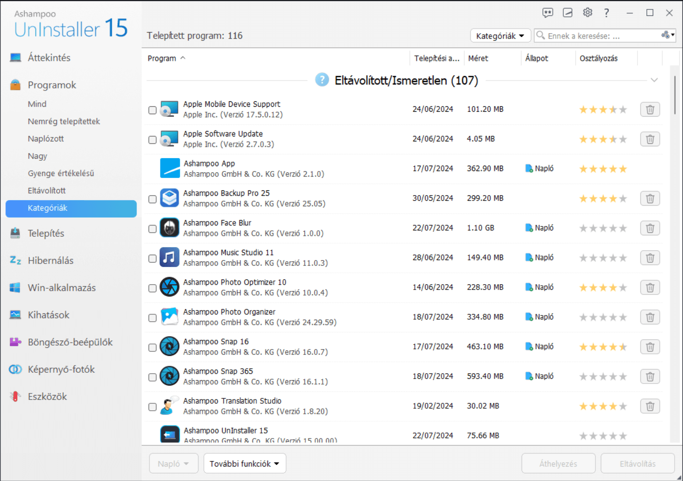 Ashampoo® UnInstaller 15 - Categories 