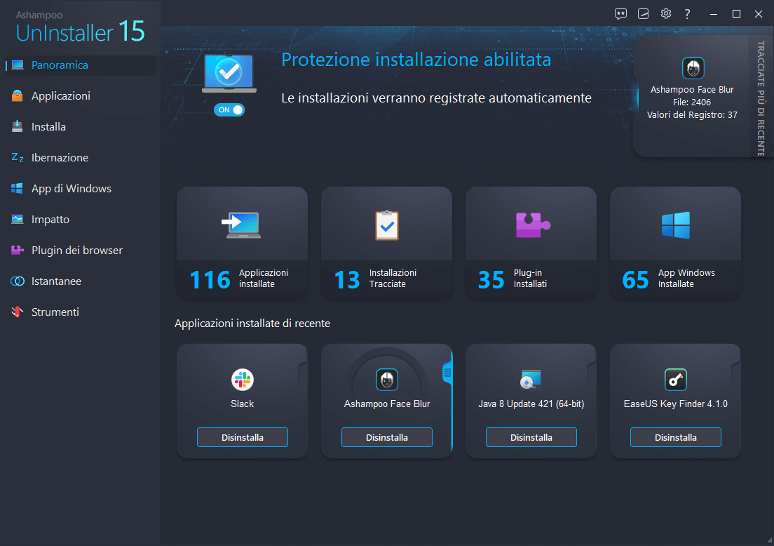 Ashampoo® UnInstaller 15 - Guard dark 