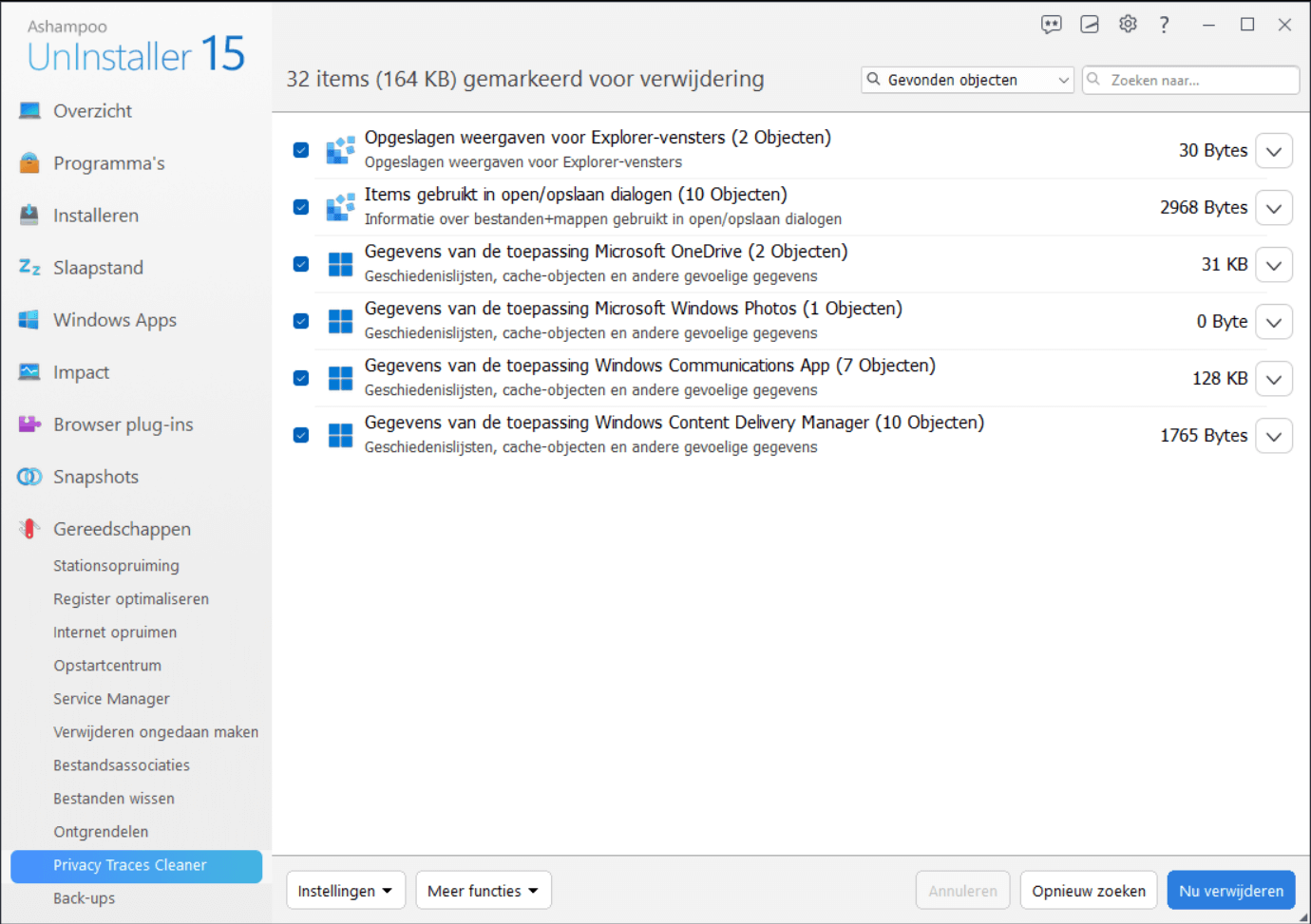 Ashampoo® UnInstaller 15 - Privacy traces
