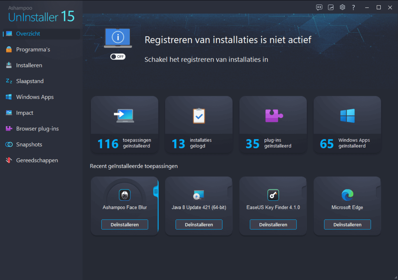 Ashampoo® UnInstaller 15 - Start Dark