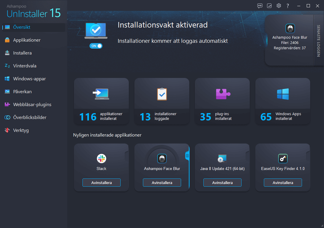 Ashampoo® UnInstaller 15 - Guard dark 