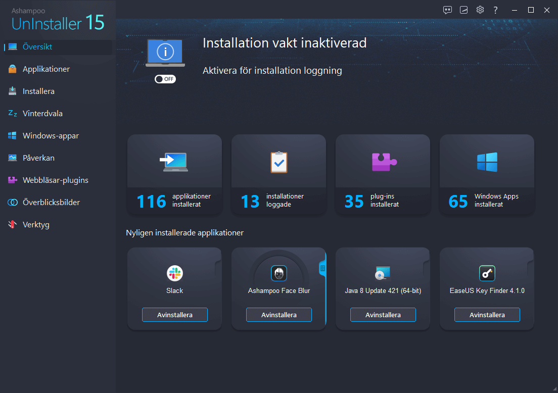 Ashampoo® UnInstaller 15 - Start Dark