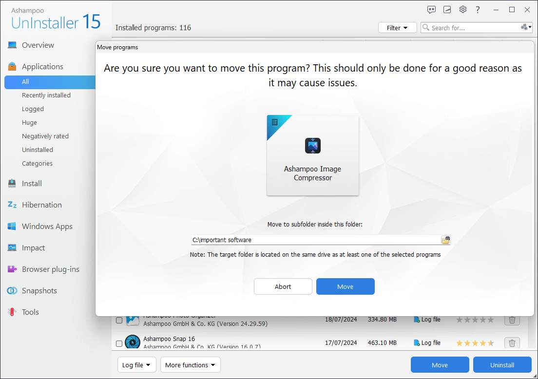 Ashampoo® UnInstaller 15 - Move 