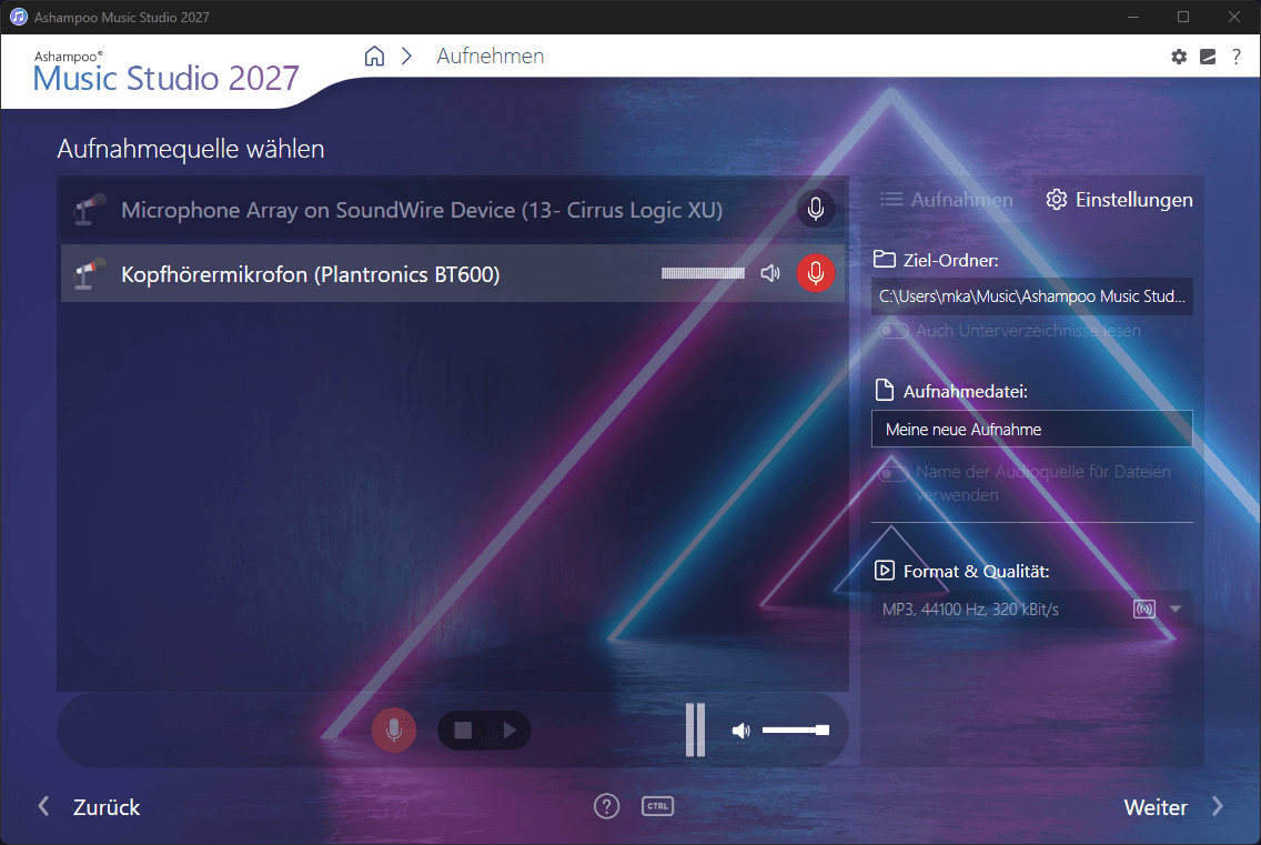 Ashampoo® Music Studio 2027 - Aufnahme
