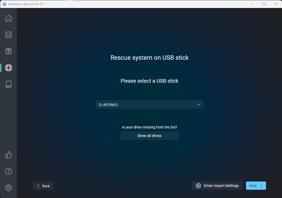 Ashampoo® Backup Pro 27 - Rescue Stick