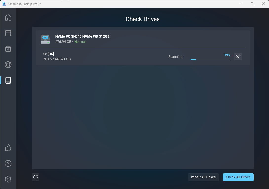 Ashampoo® Backup Pro 27 - Check Drive