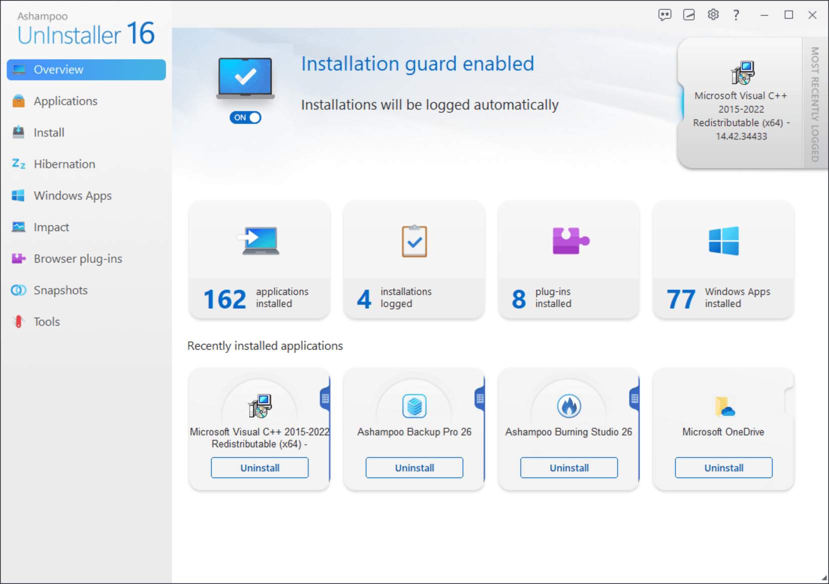 Ashampoo® UnInstaller 16 - Overview light