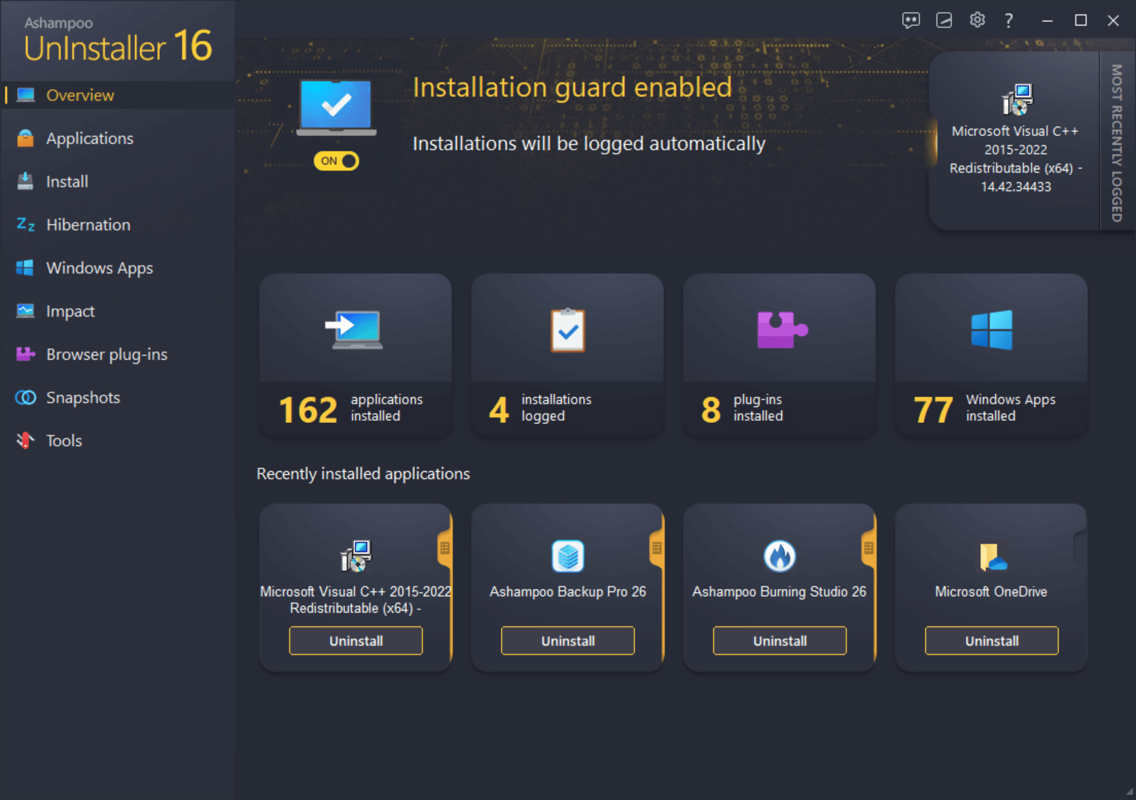 Ashampoo® UnInstaller 16 - Overview orange