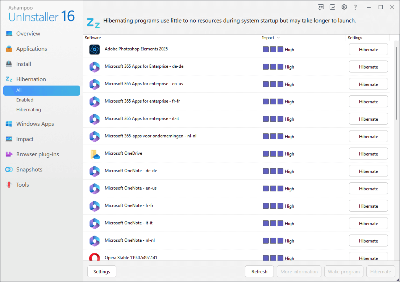 Ashampoo® UnInstaller 16 - Hibernation
