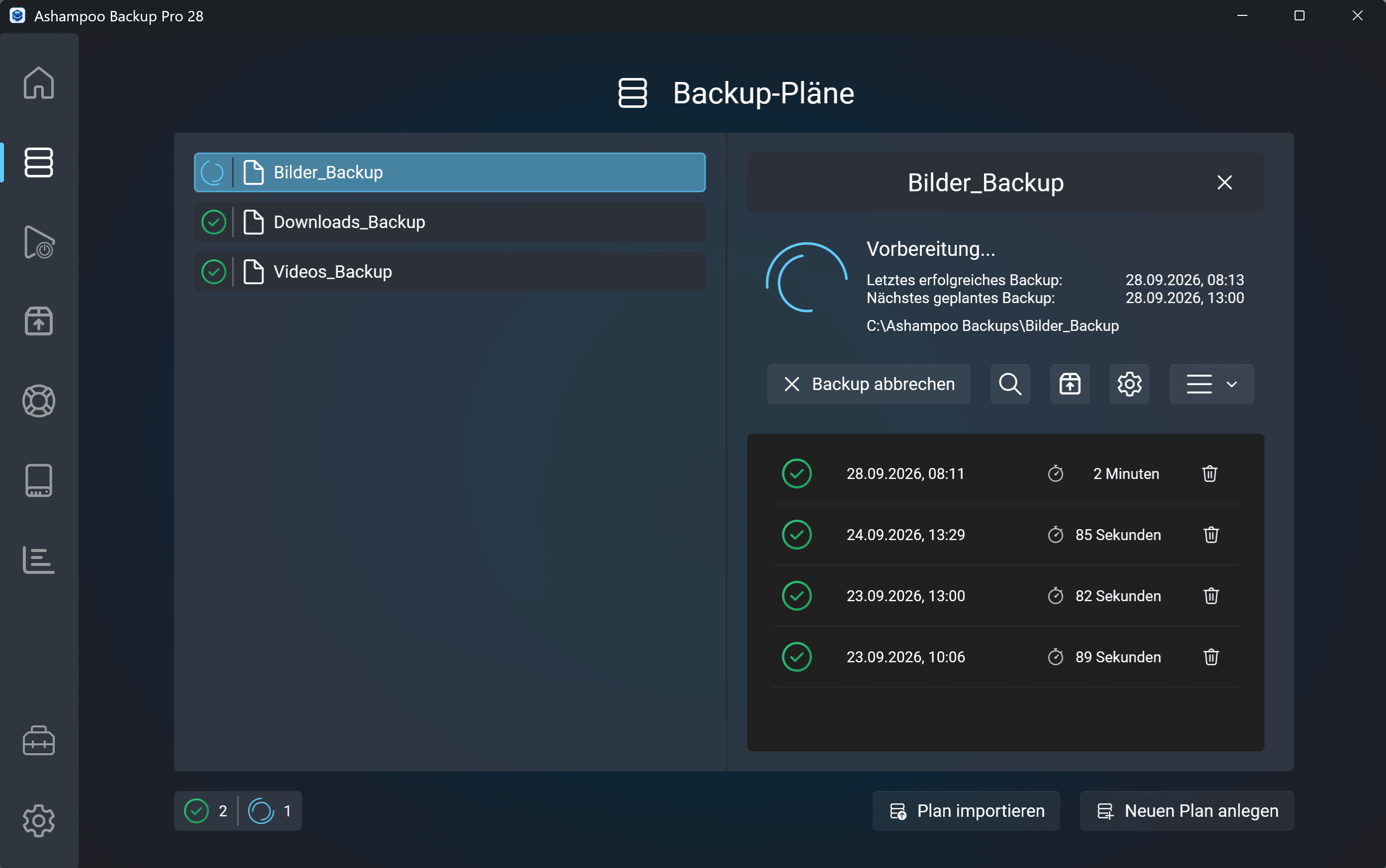 Ashampoo® Backup Pro 28 - Meine Pläne