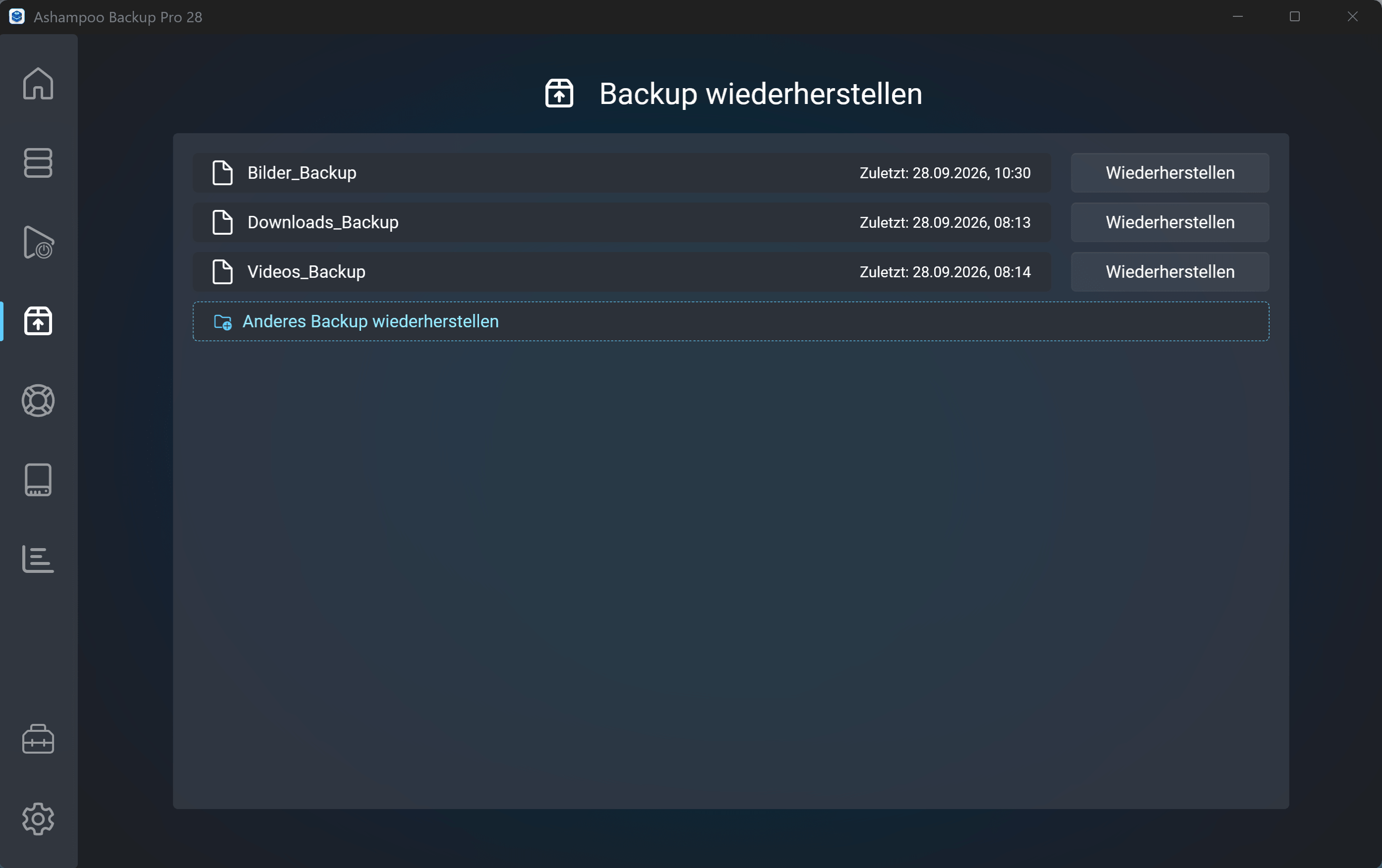 Ashampoo® Backup Pro 28 - Wiederherstellung