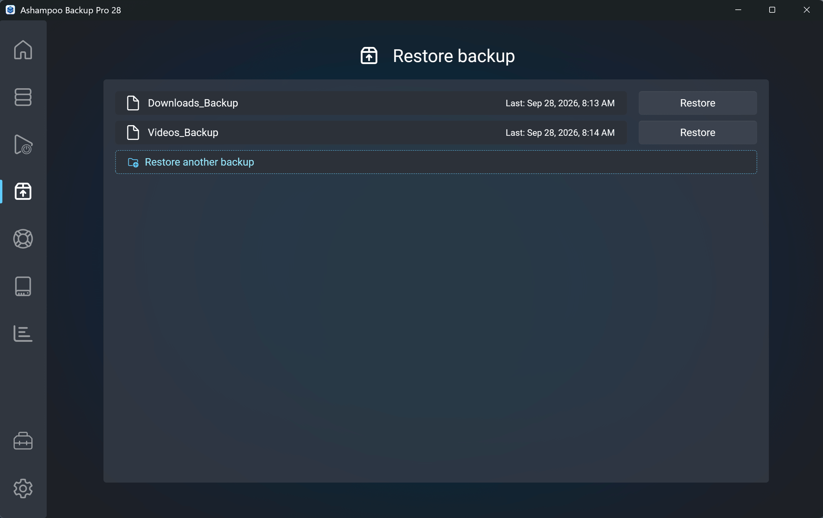 Ashampoo® Backup Pro 28 - Restore Backups