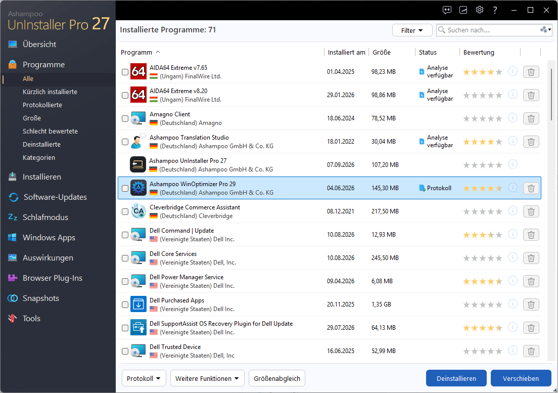 Ashampoo® UnInstaller Pro 27 - Flaggen