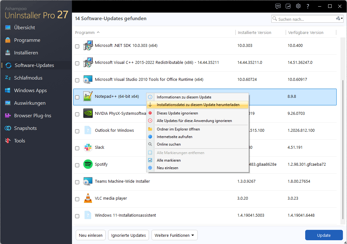 Ashampoo® UnInstaller Pro 27 - Software Updater