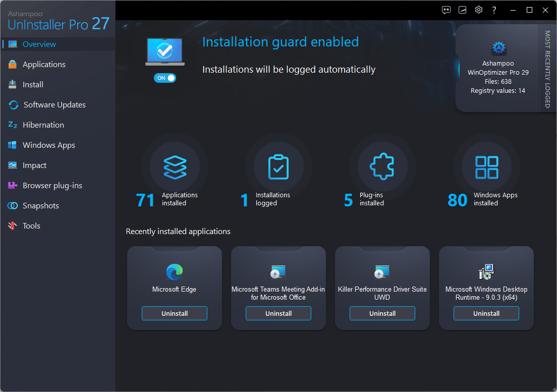 Ashampoo® UnInstaller Pro 27 - Blue