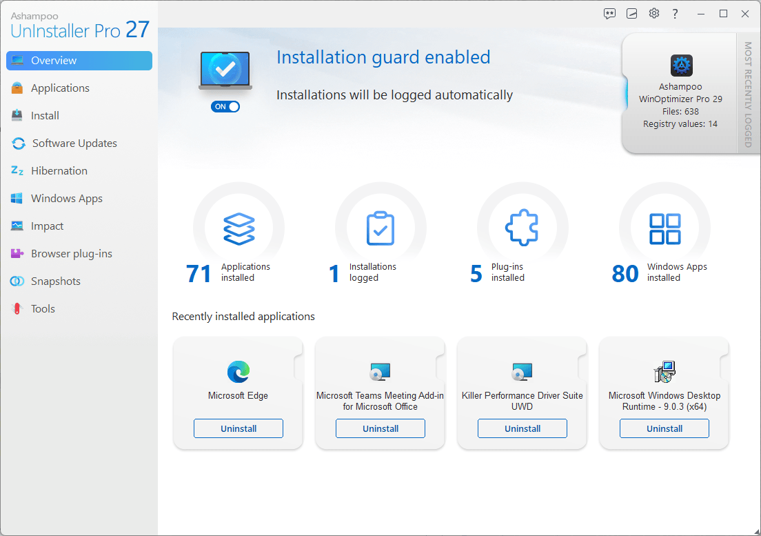 Ashampoo® UnInstaller Pro 27 - Light