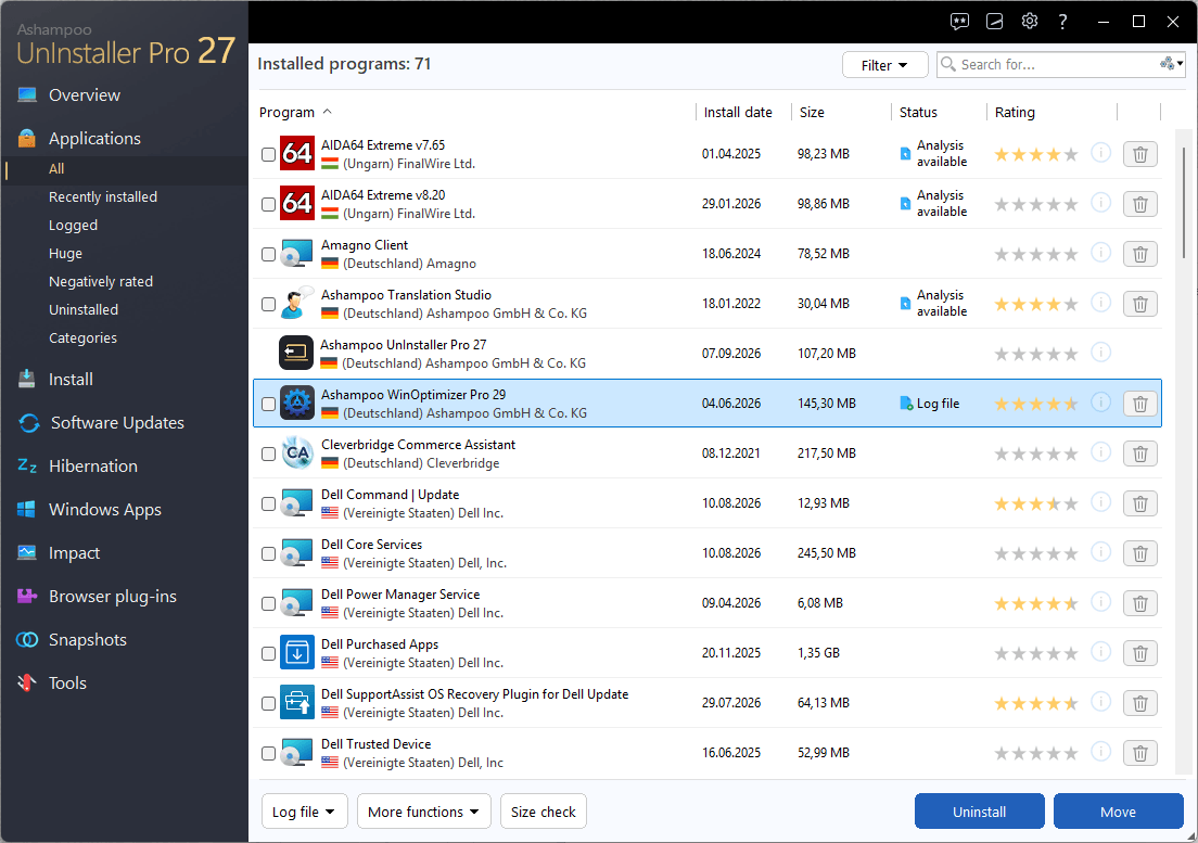 Ashampoo® UnInstaller Pro 27 - Flags