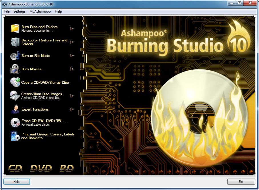 ashampoo burning studio cd burner windows 10
