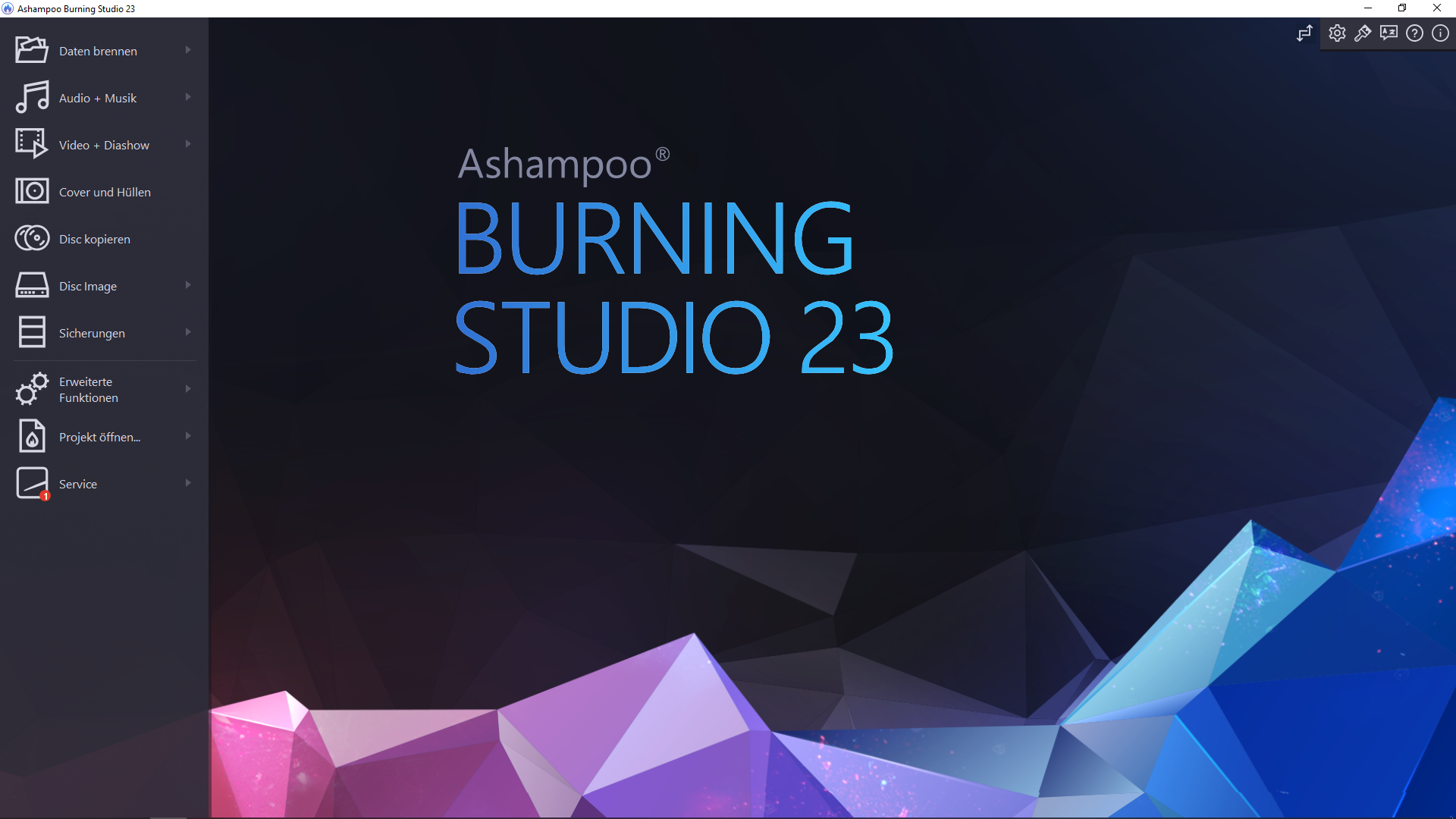 Ashampoo - Burning Studio 23 - Start - dark - vertical