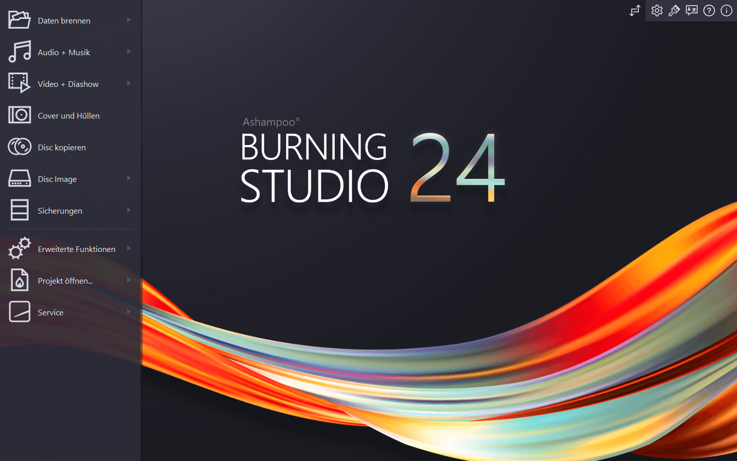 Ashampoo® Burning Studio 24 - Start dunkel