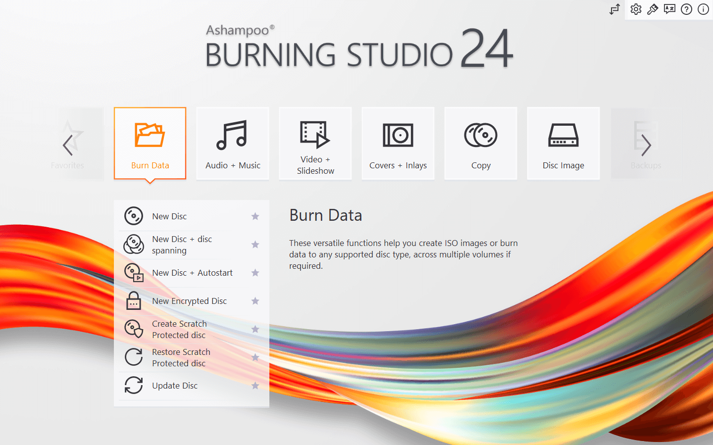 Ashampoo® Burning Studio 24 - Menu 2 light