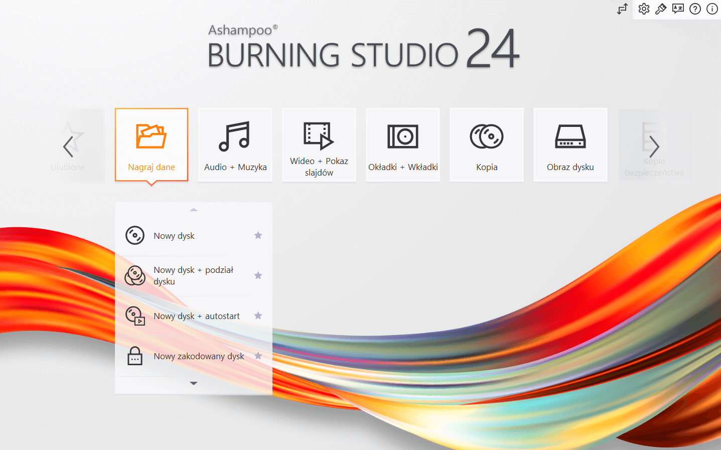 Ashampoo® Burning Studio 24 - Menu 2 light