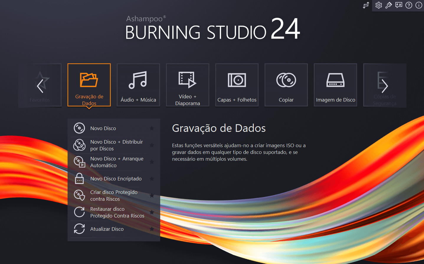 Ashampoo® Burning Studio 24 - Menu 2 dark
