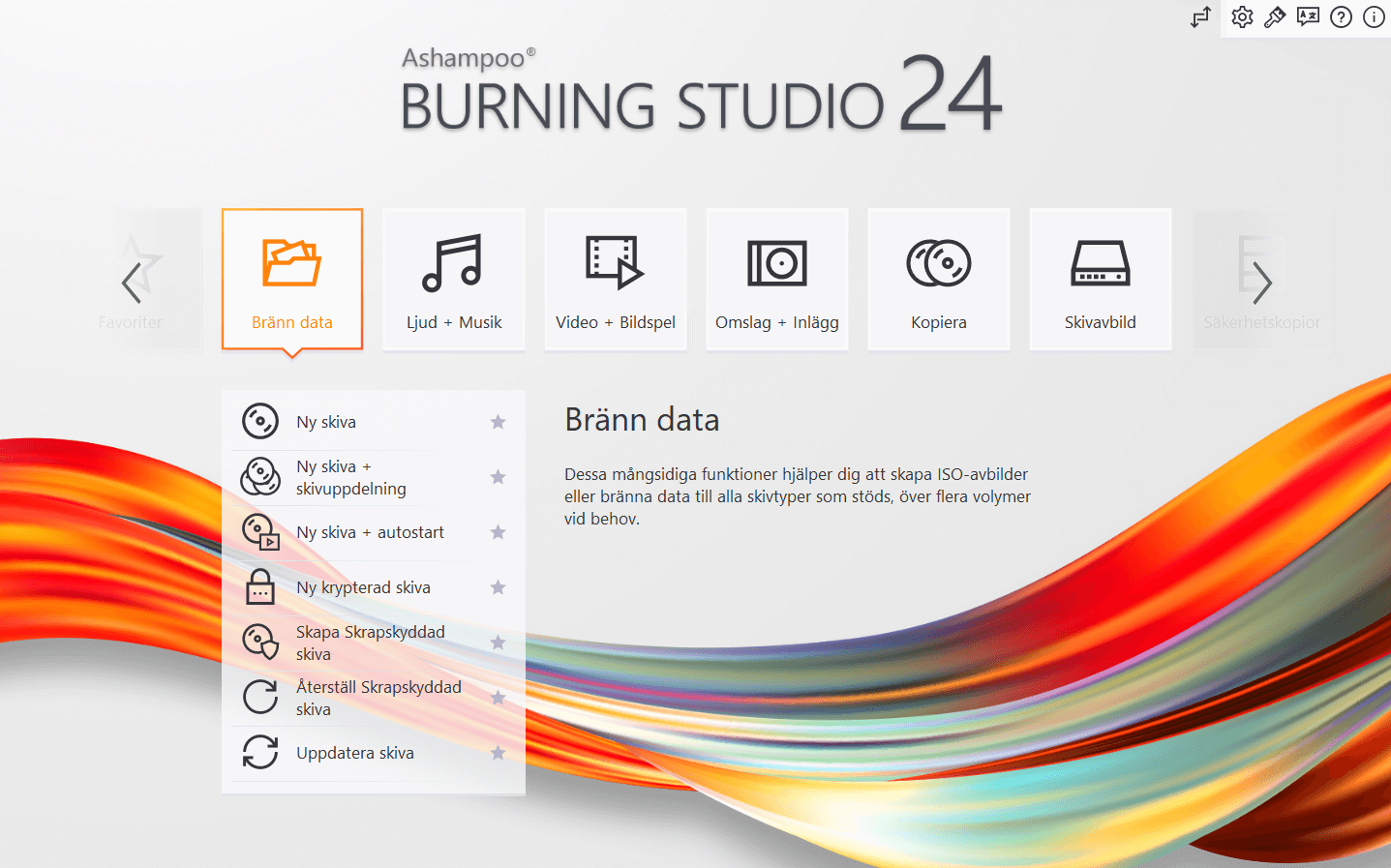 Ashampoo® Burning Studio 24 - Menu 2 light