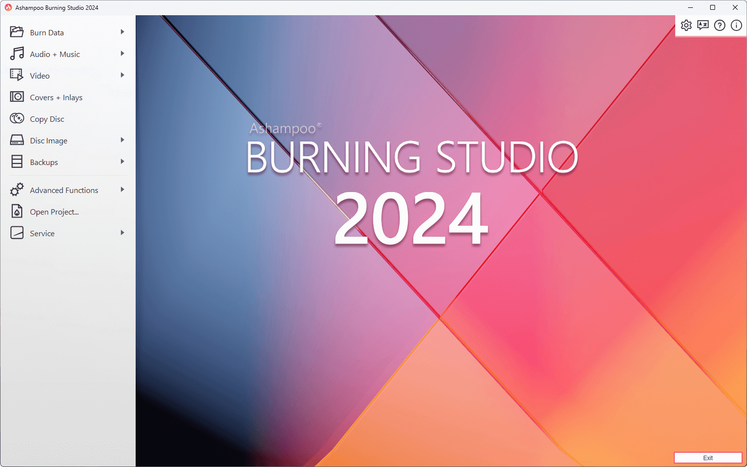 Ashampoo Burning Studio 2024 - Startscreen
