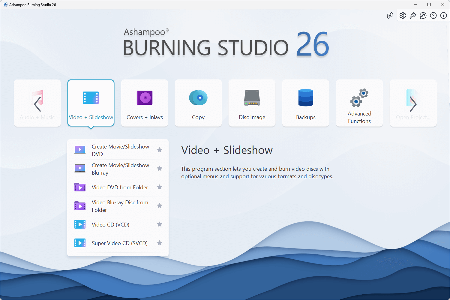 Ashampoo® Burning Studio 26 - Start light