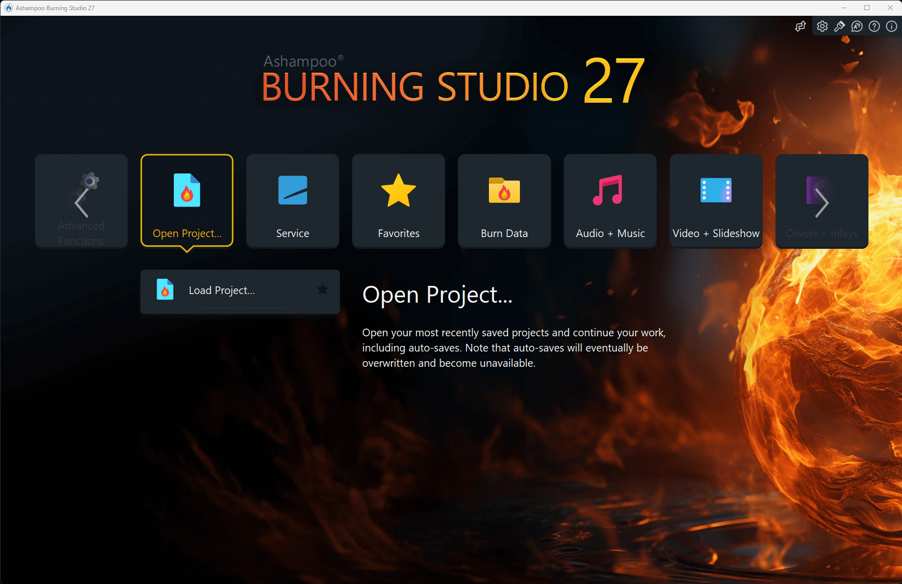 Ashampoo® Burning Studio 27 - Save projects