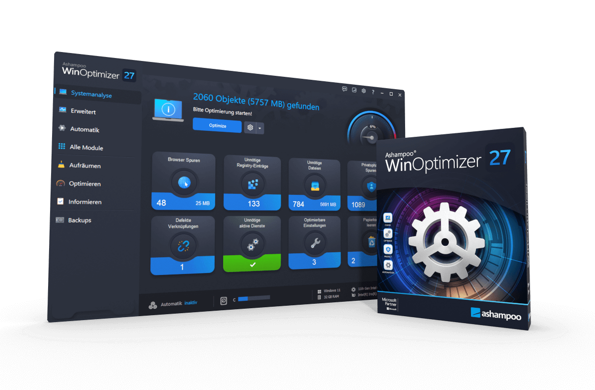 Screenshot WinOptimizer 27 - Presentation Screenshot - Speed up, optimize, and clean your PC with great ease!