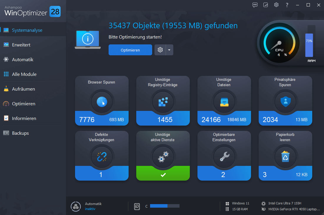 WinOptimizer 28 - Systemanalyse 