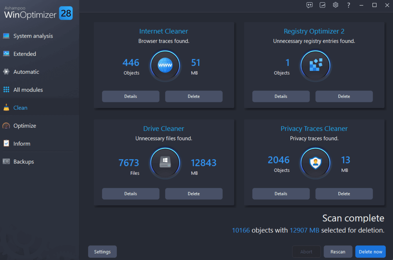 WinOptimizer 28 - Clean
