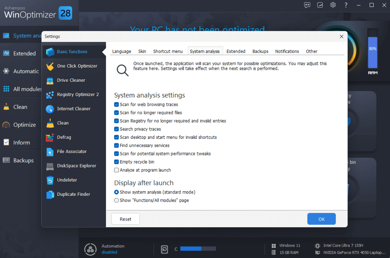 WinOptimizer 28 - Basics