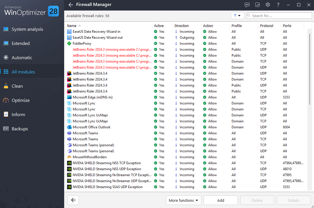 WinOptimizer 28 - Firewall